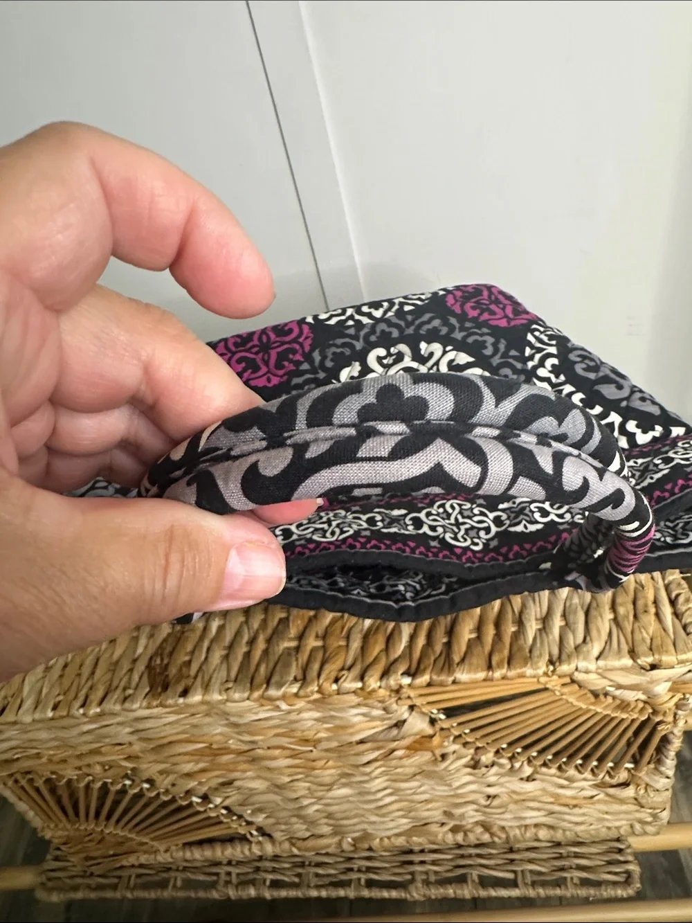 Vera Bradley Black, White & Pink Quilted Shoulder Tote
